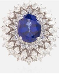 YEPREM - Reign Supreme 18kt White Gold Ring With Sapphire And Diamonds - Lyst