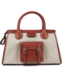 Chloé Edith Medium Canvas And Leather Tote - Brown