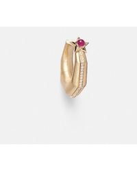 Marie Lichtenberg - Baba Medium 18Kt Single Hoop Earring With Diamonds And Ruby - Lyst