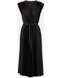 JOSEPH - Volta Belted Plisse Satin Midi Dress - Lyst