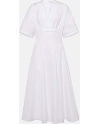 Alaïa - Midikleid Aus Baumwollpopeline - Lyst