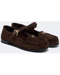 Miu Miu - Suede Ballerina Flats - Lyst