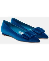 Manolo Blahnik - Maysale Velvet Ballet Flats - Lyst