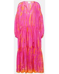 Anna Kosturova - Amelia Tie-Dye Tiered Silk Midi Dress - Lyst