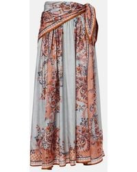 Zimmermann - Aster Floral Silk Midi Skirt - Lyst