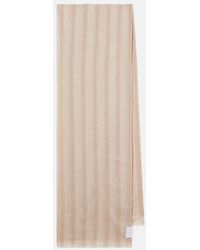 Brunello Cucinelli - Striped Linen-Blend Scarf - Lyst