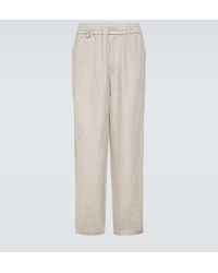 Undercover - Pinstripe Wool And Linen Wide-leg Pants - Lyst