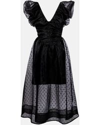 Ganni - Polka-Dot Organza Midi Dress - Lyst