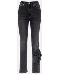 Area - Bow-Detail Cropped Straight Jeans - Lyst