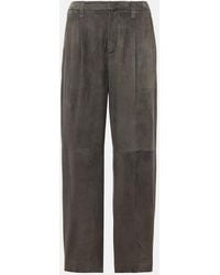 Brunello Cucinelli - Suede Straight Pants - Lyst
