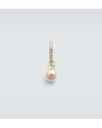 Mateo - 14Kt Single Hoop Earring With Diamonds And Freshwater Pearl - Lyst