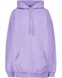 Balenciaga Logo Cotton Hoodie - Purple
