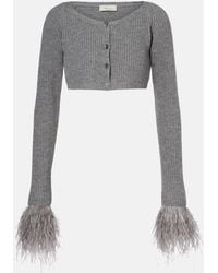 Blumarine - Cropped Ribbed-Knit Wool Cardigan - Lyst