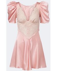 Rodarte - Lace-Trimmed Silk Satin Minidress - Lyst