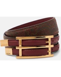 Etro - Double Buckle Slim Paisley Leather Belt - Lyst