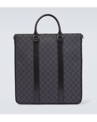 Gucci - GG Supreme Medium Leather-trimmed Tote Bag - Lyst