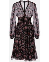 Dolce & Gabbana - Floral Shirred Silk Midi Dress - Lyst