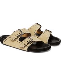 isabel marant lennyo grommet suede slides