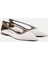Brunello Cucinelli - Monili Suede Ballet Flats - Lyst