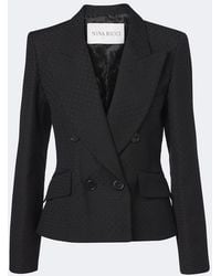 Nina Ricci - Jacquard Wool-Blend Double-Breasted Blazer - Lyst
