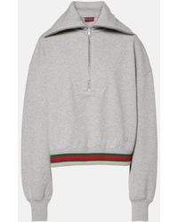 Gucci - Cotton Jersey Sweatshirt With Web, Ready-To-Wear - Lyst
