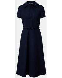 Oscar de la Renta - Belted Wool-Blend Midi Dress - Lyst