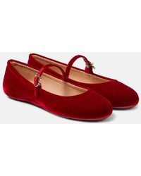Gianvito Rossi - Carla Velvet Mary Jane Flats - Lyst