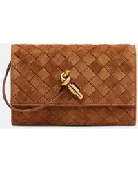 Bottega Veneta - Andiamo Intrecciato Mini Suede Crossbody Bag - Lyst