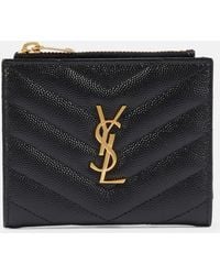 Saint Laurent - Monogram Logo Zipped Leather Wallet - Lyst