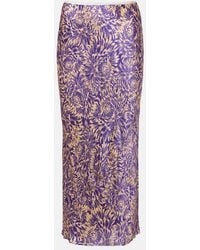 Dries Van Noten - Floral Silk Satin Midi Skirt - Lyst