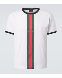 Gucci - Web Stripe Cotton T-Shirt - Lyst