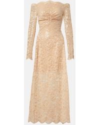 Rabanne - Sequined Off-Shoulder Lace Maxi Dress - Lyst