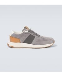 Tod's - Leather-trimmed Suede Sneakers - Lyst