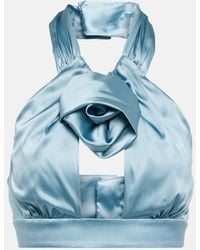 Alessandra Rich - Ruched Satin Crop Top - Lyst