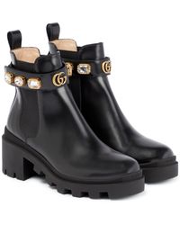 Gucci Leather Ankle Boot With Belt - Black