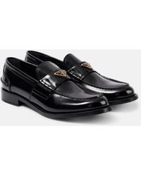 Prada - Logo Brushed Leather Loafer - Lyst