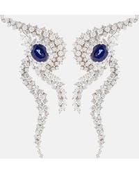 YEPREM - 18kt Gold Earrings With Diamonds And Sapphires - Lyst