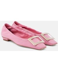 Roger Vivier - Belle Vivier Leather Ballet Flats - Lyst
