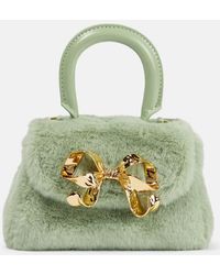 Self-Portrait - The Bow Micro Faux Shearling Tote Bag - Lyst