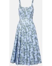 Emilia Wickstead - Adele Floral Pleated Midi Dress - Lyst