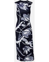 Erdem - Draped Floral Jersey Midi Dress - Lyst
