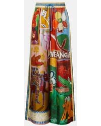 ALÉMAIS - X Mlak Printed Silk Twill Wide-Leg Pants - Lyst