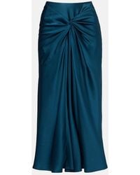 Dries Van Noten - Gathered Satin Midi Skirt - Lyst