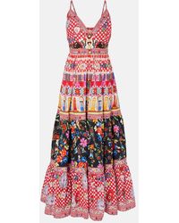 CAMILLA - Bedrucktes Maxikleid Aus Baumwolle - Lyst