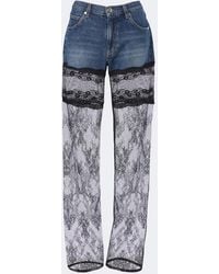 Blumarine - Lace-Trimmed Wide-Leg Jeans - Lyst