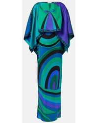 PUCCI - Layered Printed Silk-Twill Maxi Dress - Lyst