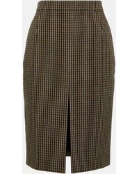 Saint Laurent - Vichy Wool-blend Pencil Skirt - Lyst
