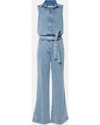 7 For All Mankind - Pleated Denim Jumpsuit - Lyst