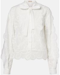 Elie Saab - Embroidered Tie-Neck Blouse - Lyst