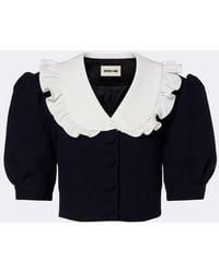 ShuShu/Tong - Cropped Ruffled Puff-Sleeve Wool Jacket - Lyst